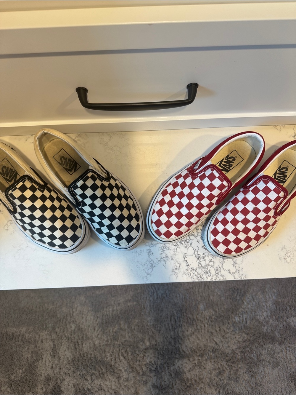 Vans Kids Slip-On Checkerboard Sneakers - Black & Red - Picture 2 of 6